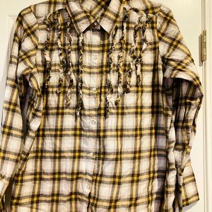 Lame Bryant Seven plaid snap front shirt 18/20